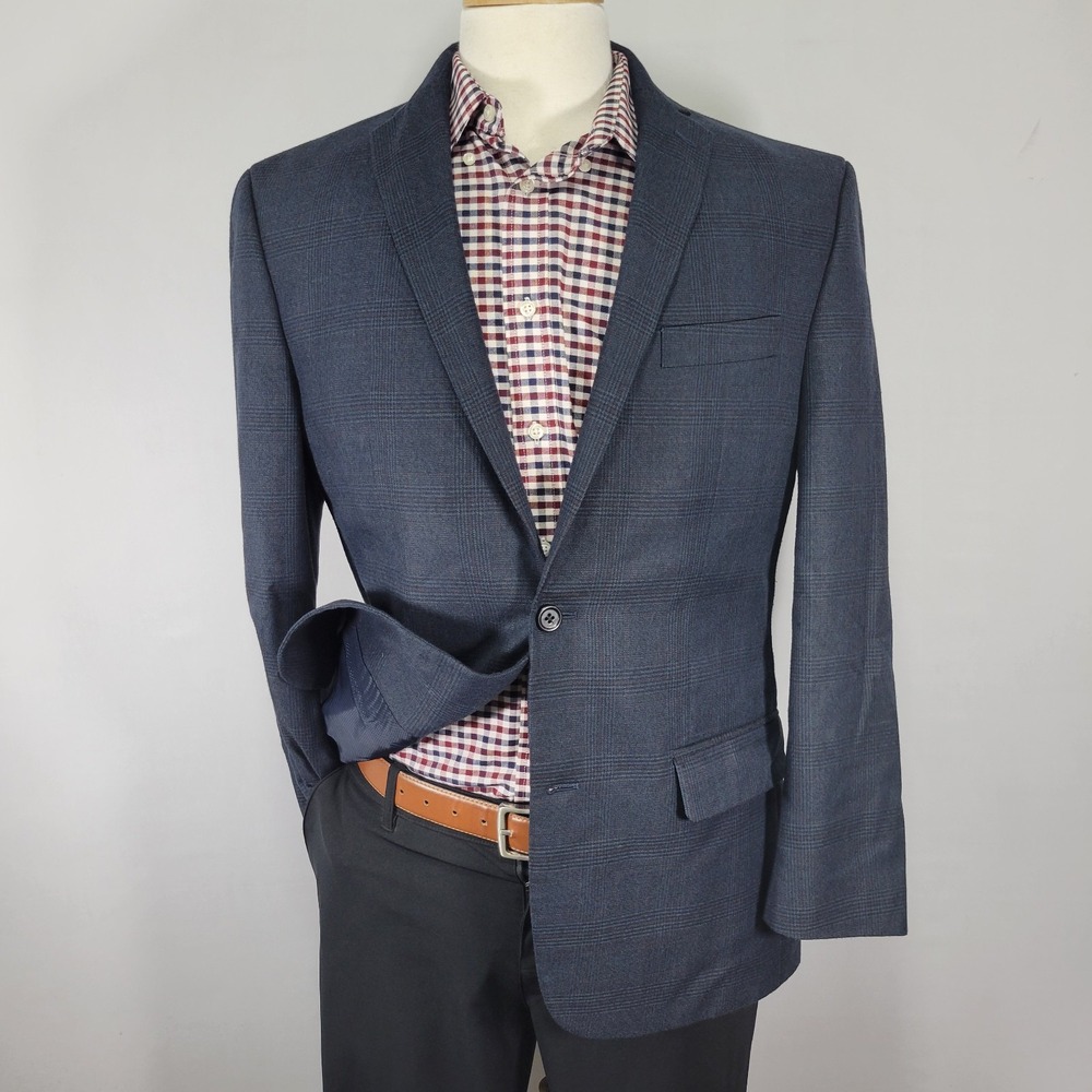 Michael Kors Men's Sport Coat Blazer Two Button Navy Blue Poly Blend Size 40R